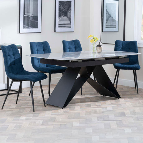 Alice Grey Ceramic Extending Dining Set - Bolzano Fabric Dining Chair