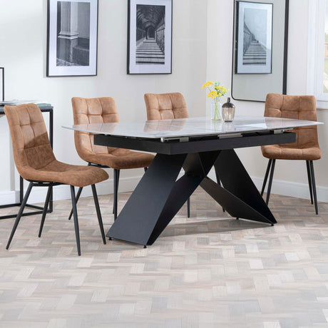Alice Grey Ceramic Extending Dining Set - Bolzano Fabric Dining Chair
