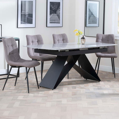 Alice Grey Ceramic Extending Dining Set - Bolzano Fabric Dining Chair