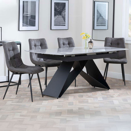 Alice Grey Ceramic Extending Dining Set - Bolzano Fabric Dining Chair