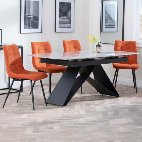 Alice Grey Ceramic Extending Dining Set - Bolzano Fabric Dining Chair