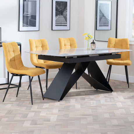 Alice Grey Ceramic Extending Dining Set - Bolzano Fabric Dining Chair