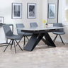 Alice Grey Ceramic Extending Dining Set - Messina Fabric Swivel Dining Chair