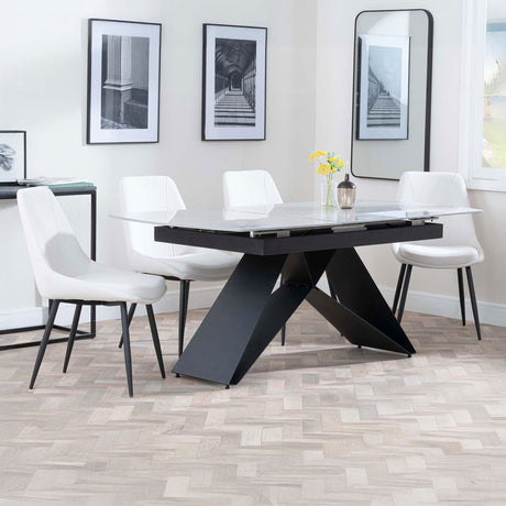Alice Grey Ceramic Extending Dining Set - Rovereto Fabric Dining Chair