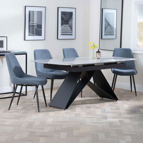 Alice Grey Ceramic Extending Dining Set - Rovereto Fabric Dining Chair