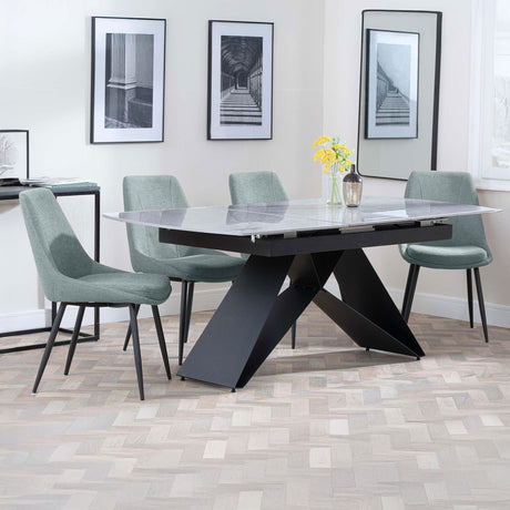 Alice Grey Ceramic Extending Dining Set - Rovereto Fabric Dining Chair