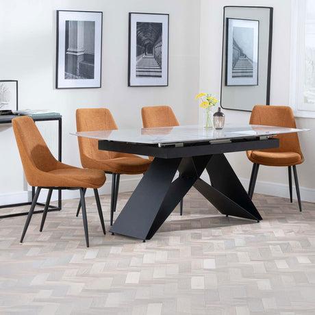 Alice Grey Ceramic Extending Dining Set - Rovereto Fabric Dining Chair