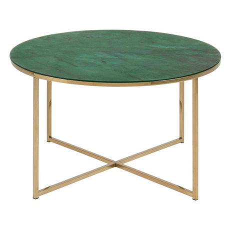 Alisma Coffee Table - Round - Green Marble and Gold Metal