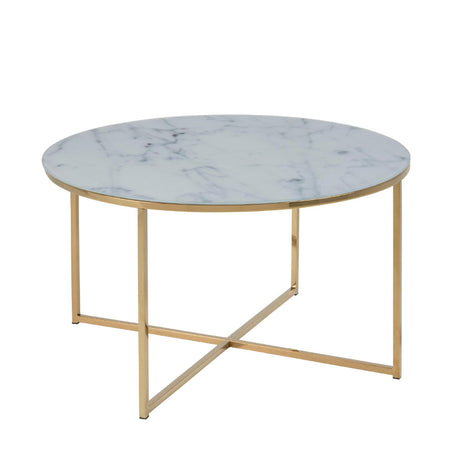 Alisma Coffee Table - Round - White Marble Effect and Gold