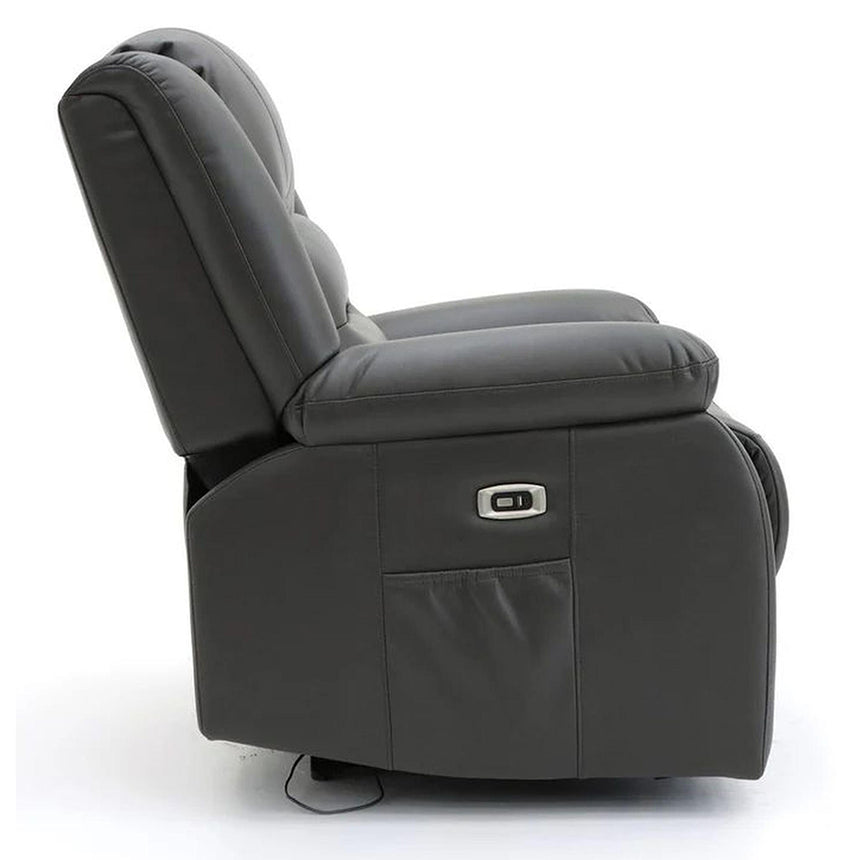 Alva Grey Faux Leather Electric Recliner 3 Seater Sofa