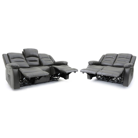 Alva Grey Faux Leather Electric Recliner 3+2 Seater Sofa