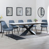 Amber White Ceramic Extending Dining Set - Rovereto Fabric Dining Chair