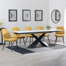 Amber White Ceramic Extending Dining Set - Rovereto Fabric Dining Chair