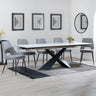 Amber White Ceramic Extending Dining Set - Stansbury Fabric Dining Chair
