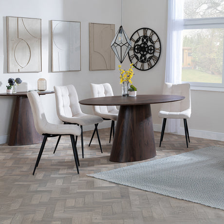 Andria Walnut Oval Dining Set - Bolzano Fabric Dining Chair