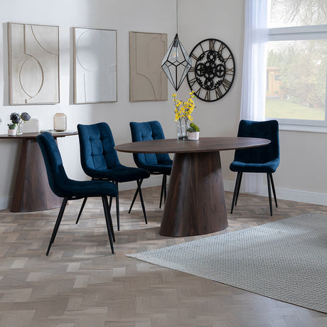 Andria Walnut Oval Dining Set - Bolzano Fabric Dining Chair