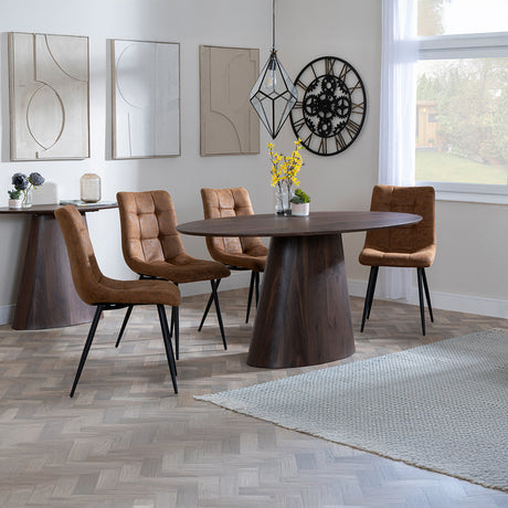 Andria Walnut Oval Dining Set - Bolzano Fabric Dining Chair
