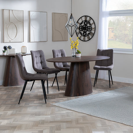 Andria Walnut Oval Dining Set - Bolzano Fabric Dining Chair