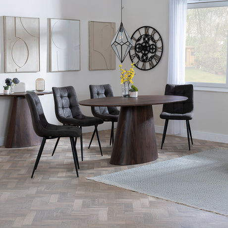 Andria Walnut Oval Dining Set - Bolzano Fabric Dining Chair