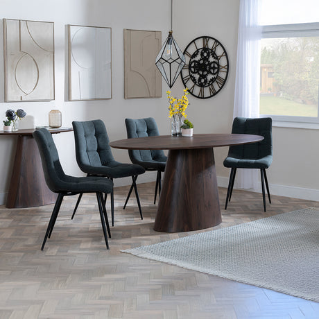Andria Walnut Oval Dining Set - Bolzano Fabric Dining Chair