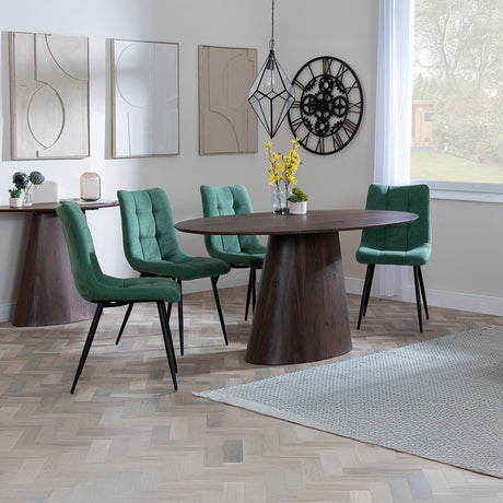 Andria Walnut Oval Dining Set - Bolzano Fabric Dining Chair