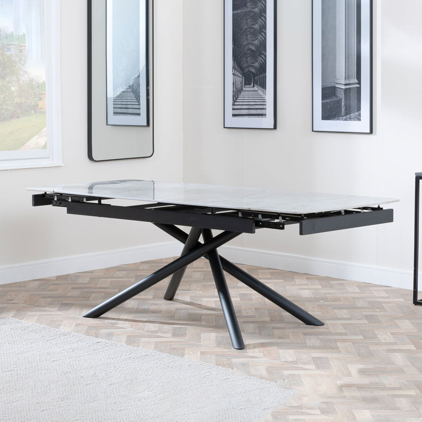 Appleton Ceramic Extending Dining Table with Black Cross Base - 160cm-220cm