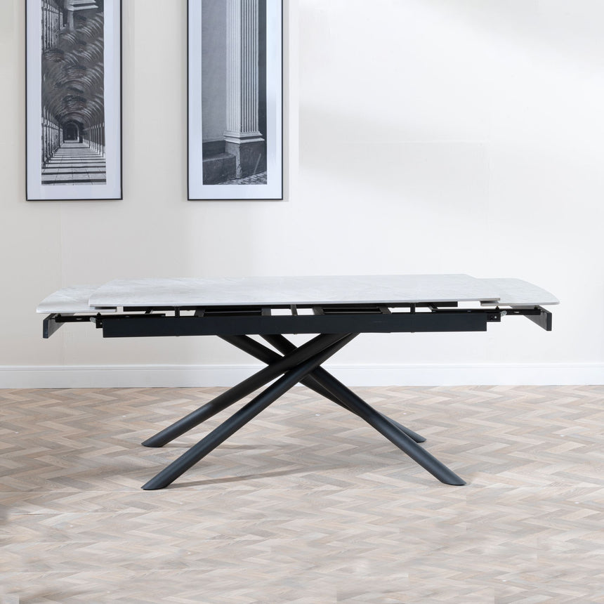 Appleton Ceramic Extending Dining Table with Black Cross Base - 160cm-220cm