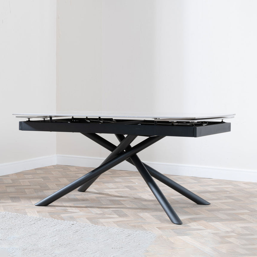 Appleton Ceramic Extending Dining Table with Black Cross Base - 160cm-220cm