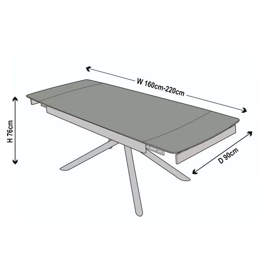 Appleton Ceramic Extending Dining Table with Black Cross Base - 160cm-220cm