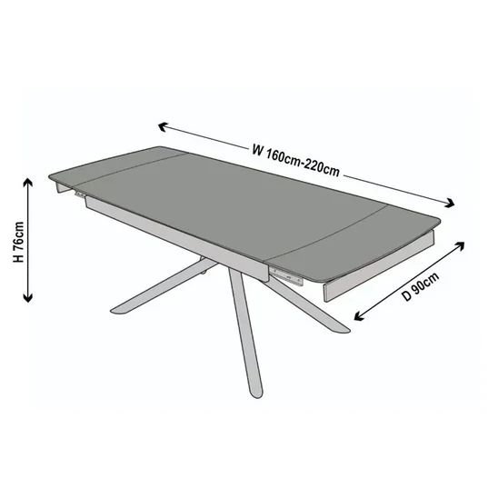 Appleton Ceramic Extending Dining Table with Black Cross Base - 160cm-220cm
