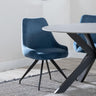 Arctic Blue Velvet Fabric Swivel Dining Chair with Black Legs