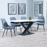 Comiso White Ceramic Swivel Top Extending Dining Set - Rovereto Grey Fabric Dining Chair