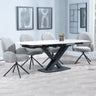 Comiso White Ceramic Swivel Top Extending Dining Set - Altavista Grey Fabric Swivel Dining Chair