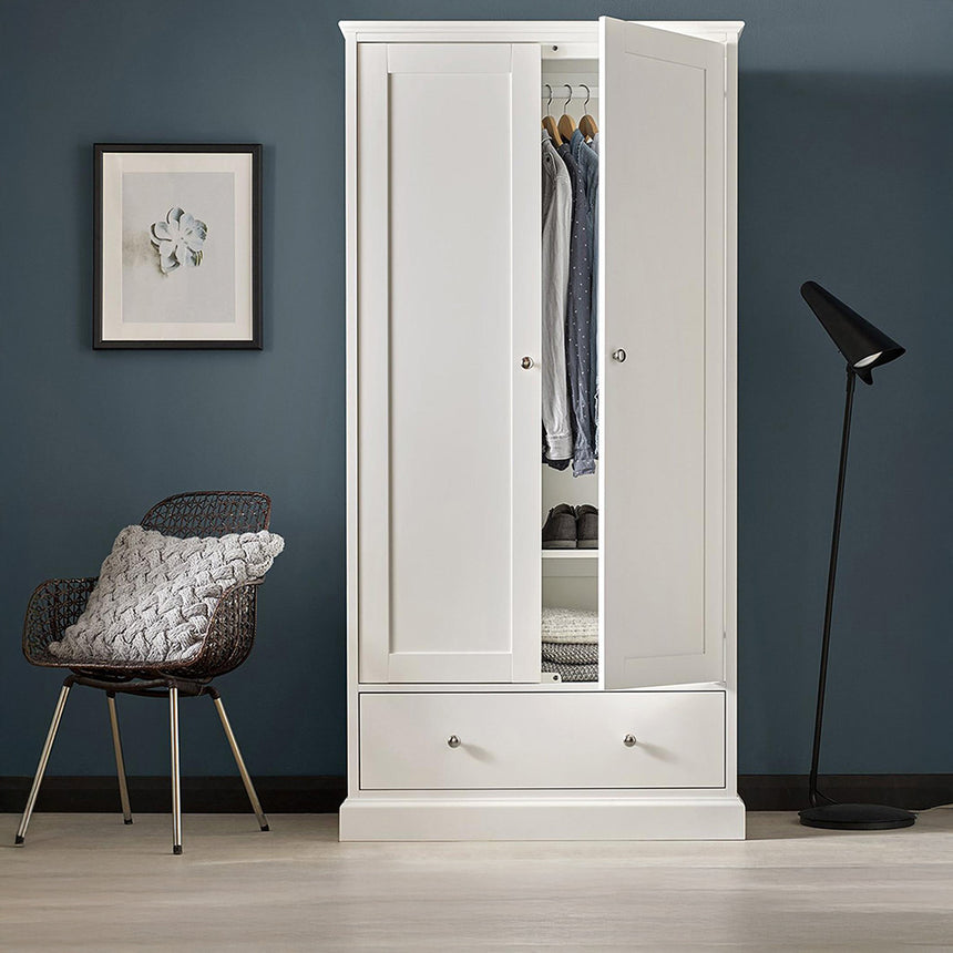 Arkansas White 2 Door Combi Wardrobe