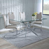 Ashley Clear Glass and Chrome Metal Dining Set - Marsala Faux Leather Dining Chair