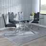 Ashley Clear Glass and Chrome Metal Dining Set - Marsala Faux Leather Dining Chair