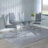 Ashley Clear Glass and Chrome Metal Dining Set - Marsala Faux Leather Dining Chair