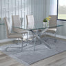 Ashley Clear Glass and Chrome Metal Dining Set - Romi Faux Leather Dining Chair