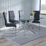 Ashley Clear Glass and Chrome Metal Dining Set - Romi Faux Leather Dining Chair