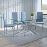 Ashley Clear Glass and Chrome Metal Dining Set - Rovigo Fabric Dining Chair with Chrome Legs
