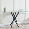Ashley  Glass Console Table with Black Metal Legs