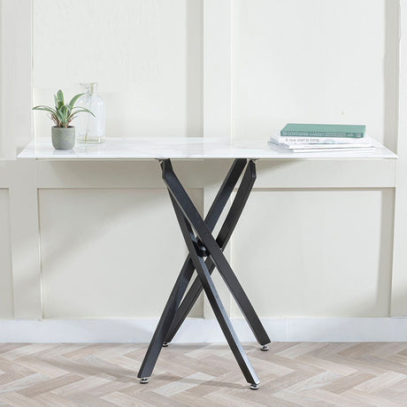 Ashley Grey Glass Console Table with Black Metal Legs