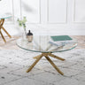 Ashley Glass Round Coffee Table with Gold Metal Legs