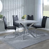 Ashley Grey Glass and Chrome Metal 4 Seater Round Dining Set - Marsala Faux Leather Dining Chair