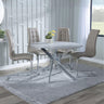 Ashley Grey Glass and Chrome Metal 4 Seater Round Dining Set - Padua Faux Leather Dining Chair