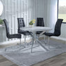 Ashley Grey Glass and Chrome Metal 4 Seater Round Dining Set - Padua Faux Leather Dining Chair