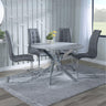 Ashley Grey Glass and Chrome Metal 4 Seater Round Dining Set - Padua Faux Leather Dining Chair