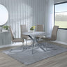 Ashley Grey Glass and Chrome Metal 4 Seater Round Dining Set - Romi Faux Leather Dining Chair