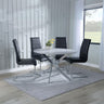 Ashley Grey Glass and Chrome Metal 4 Seater Round Dining Set - Romi Faux Leather Dining Chair