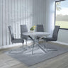 Ashley Grey Glass and Chrome Metal 4 Seater Round Dining Set - Romi Faux Leather Dining Chair